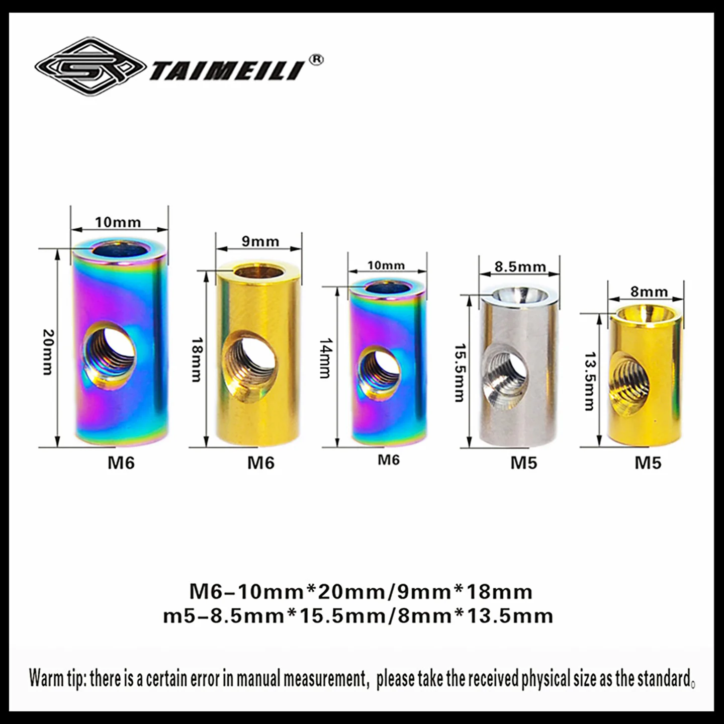 TAIMEILI GR5 Titanium Alloy Cylindrical Seat Post Fixing Nuts M5 M6 M7,  Bicycle Repair Fastener Accessories