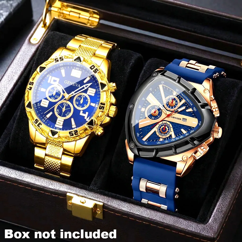 2Pcs Men's Fashionable Luxury Round Quartz Watches - Perfect for Everyday Wear and Gift-Giving Occasions, Birthday Gifts and Holiday Presents, Perfect Gift for Men, Fathers, Friends, and Loved Ones.