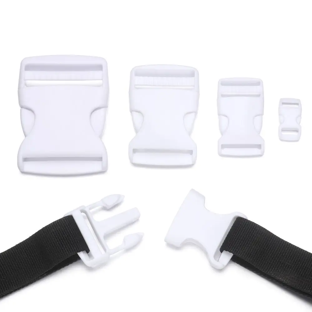 5PCS Plastic White Curved Buckle Lock for Paracord Bracelet Side Release Buckles Dual Adjustable Buckles Backpack Belt Part