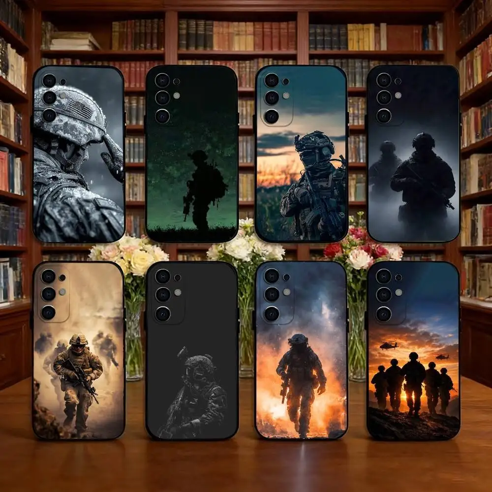 Army Special Forces Phone Case Black Silicone Soft For Samsung S25,S24,S21,S22,S23,S30,Ultra,S20,Plus,Fe,Lite