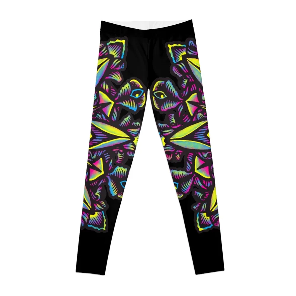 

Dharma Wheel Neon Mandala Eye Leggings Women's trousers sporty woman gym Women's sports pants Womens Leggings