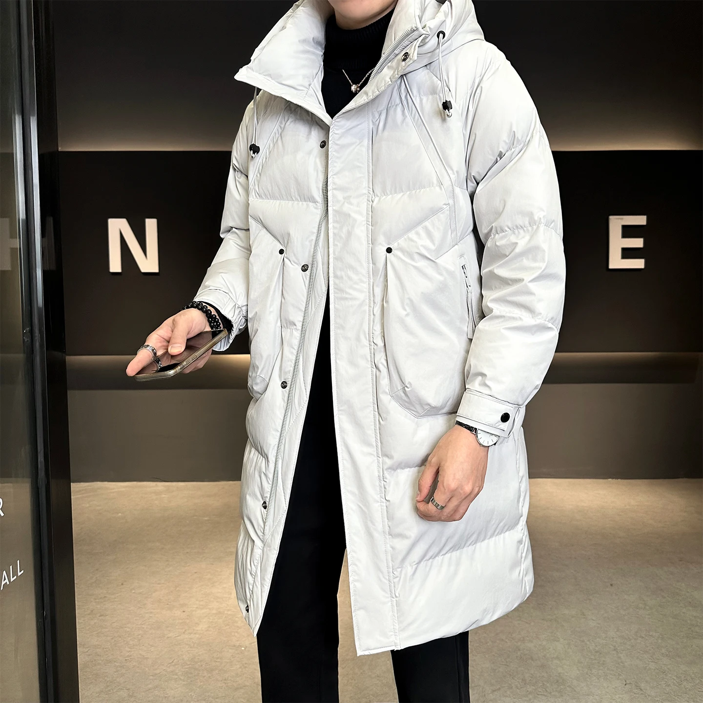 

High Quality Mid-Length Cotton-Padded Jackets 2025 Winter Men's Solid Thick Down Coat Streetwear Loose Windproof Warm Top Parkas