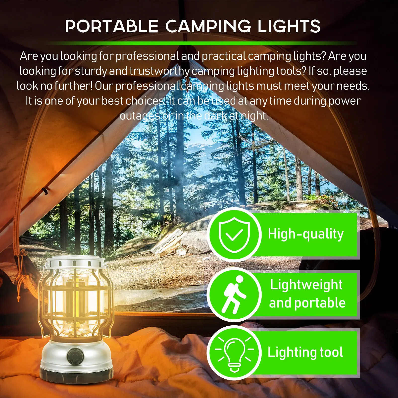 Multifunctional Solar LED Camping Light Portable Outdoor Lamp for Night Fishing Hiking Mountaineering Power Outage Reliable