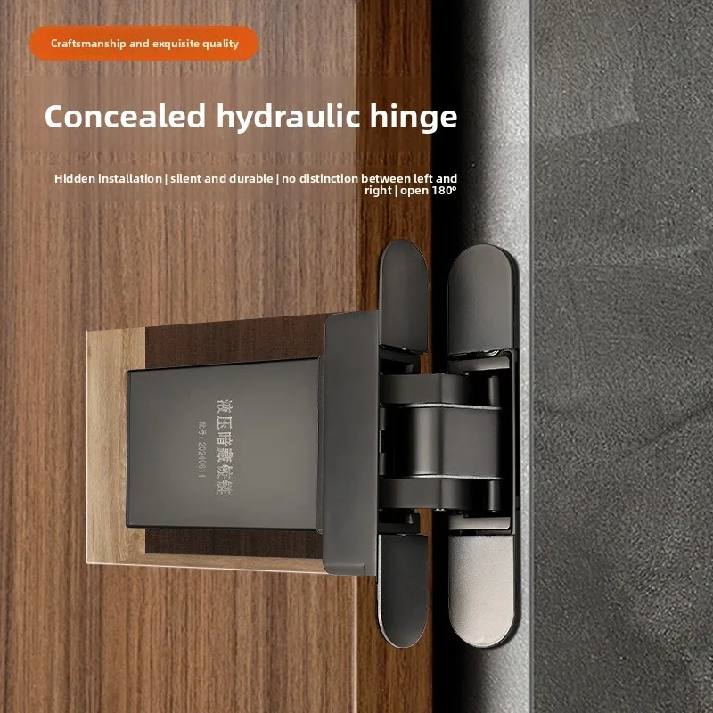 Hydraulic 3D Automatic Door Closing Concealed Hinge Buffering Silent Wooden Door Hidden Door Cross Hinge Home Office Hardware