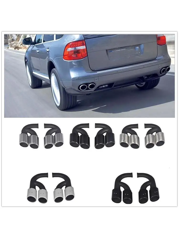 Pour Porsche Cayenne S V6 V8 2011 2013 2014 noir/argent silencieux d'échappement arrière pointe tuyau sortie d'air évent tuyau d'échappement corps Kit