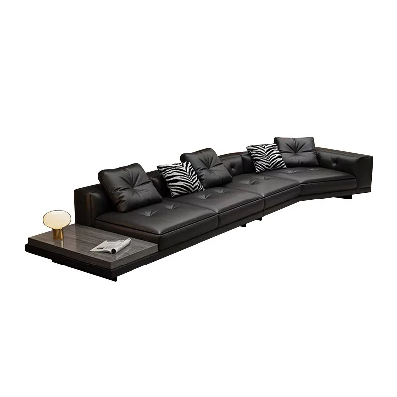 Cowhide modern simple straight row sofa, living room Dylan sofa