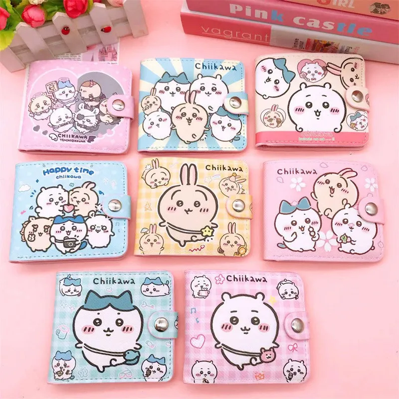 Cartoon-Geldbörse Niedliche Chiikawa Neue Kurze Ausführung Knopf-Geldbörse Kartenhalter Kawaii Taschen für Frauen Anime-Figur