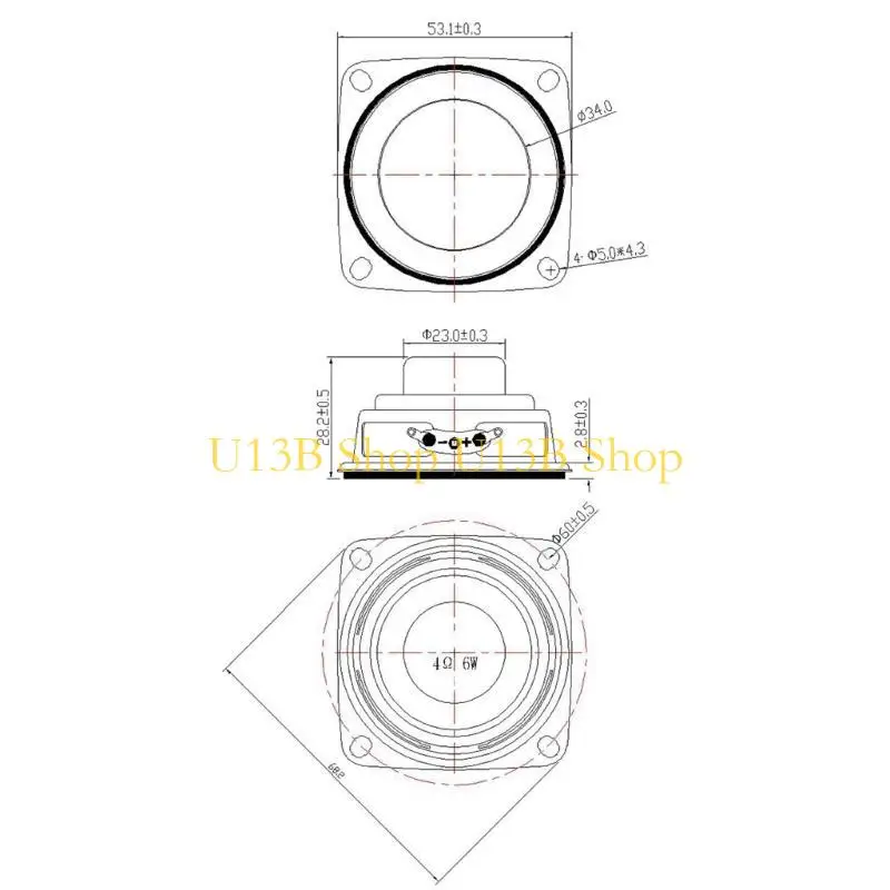 U13B 4Ohm 6W 53Mm S…