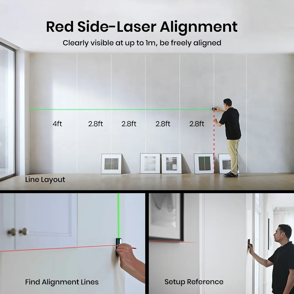 جهاز قياس المسافة بالليزر MILESEEY S50 120M قياس ليزر أخضر قابل لإعادة الشحن مع بلوتوث، ±1/16 بوصة قياس ليزر رقمي بدقة