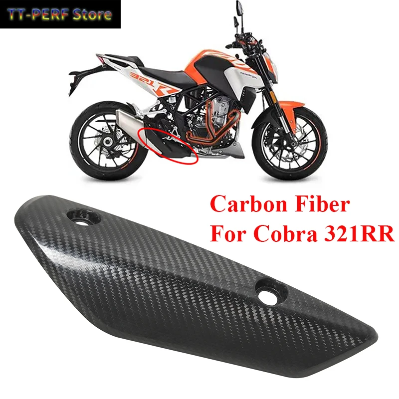 

Slip On For Cobra 321RR Motorcycle Exhaust System Middle Link Pipe Carbon Fiber Heat Shield Cover Guard Anti-Scalding Shell