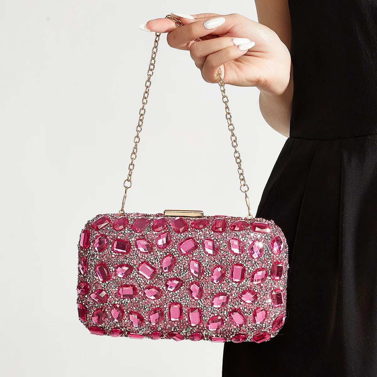 New French fairy water diamond shiny luxury women's bag box banquet mobile phone bag clutch messenger bag