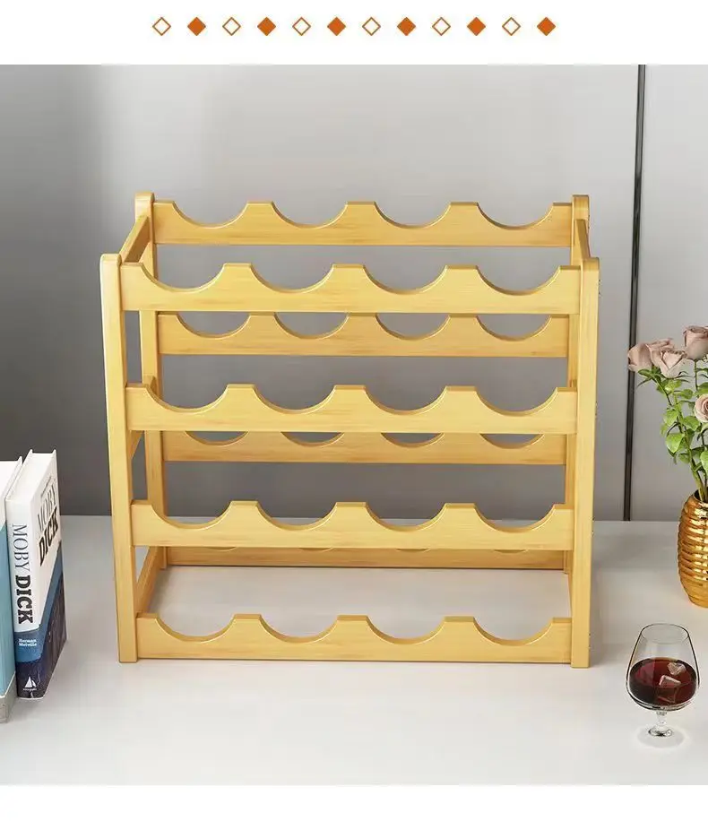 Red Wine Rack Decoration Household Grid Wine Display Rack Table Creative Wine Bottle Rack Simple Wine Cabinet Assemble Storage R