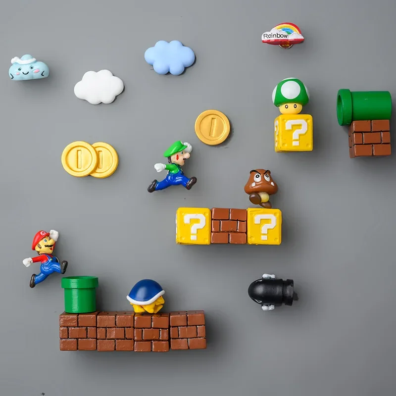 17 Styles Single Sale Super Mario Magnet Stickers Creative Cute 3D Refrigerator Magnets Decoration Accessories Kids X-mas Gifts