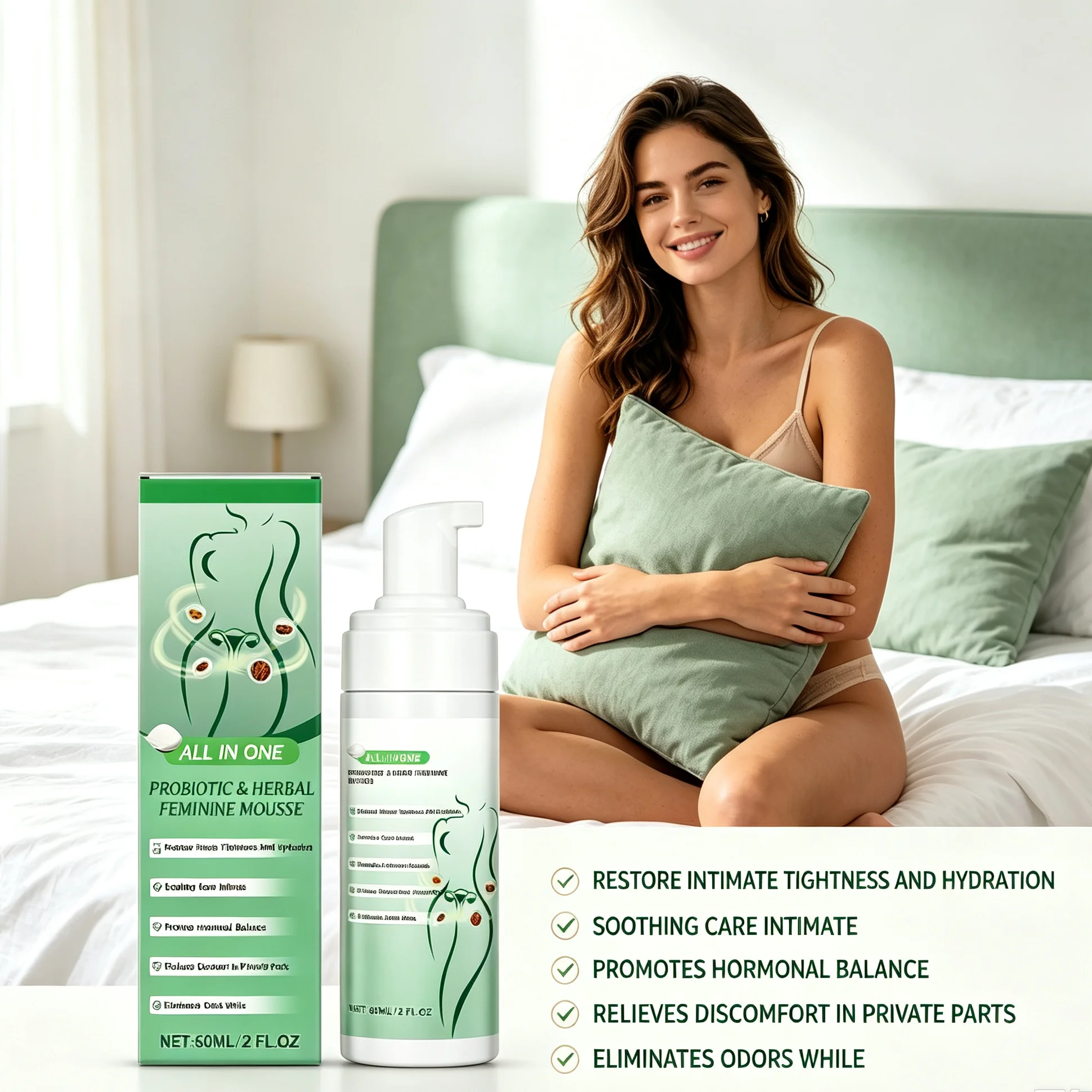 Daily Feminine Hygiene Herbal Intimate Mousse Gentle Cleansing Foam Moisturizing Refreshing Private Care Wash For All Skin Types