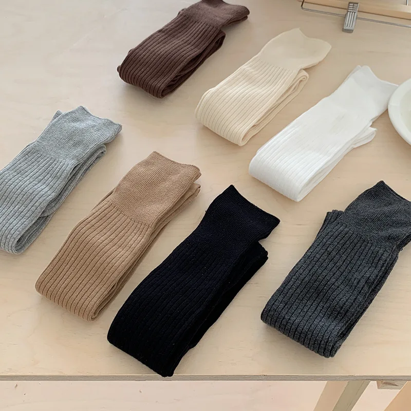 

Женские чулки, корейские однотонные простые удобные хлопковые носки высокого качества для девочек, универсальные милые милые носки JK Kawaii