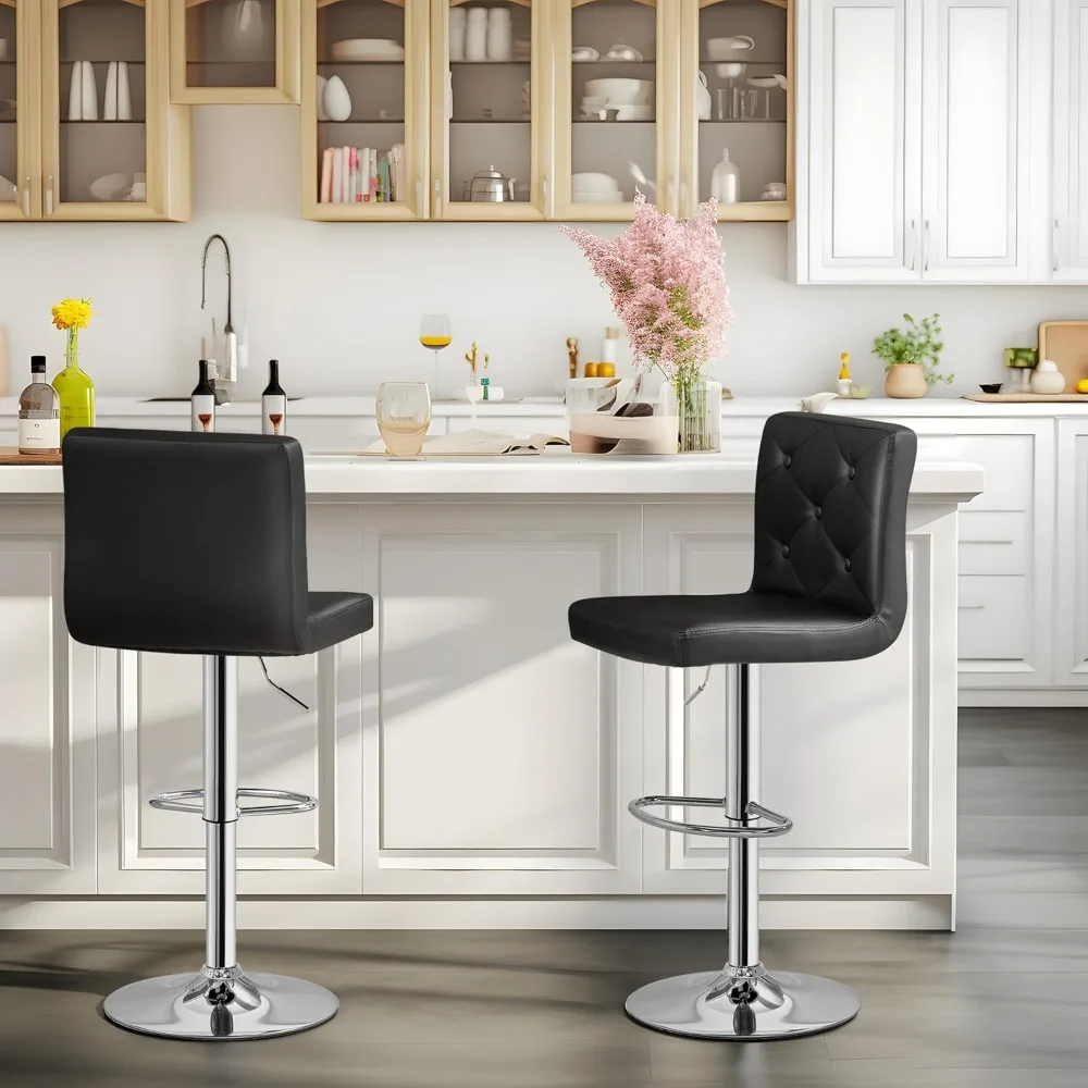 

Bar Stools Set of 4, Modern PU Leather Adjustable Bar Stools with Back, 360° Swivel Bar Height Stools,Bar stool with footrest