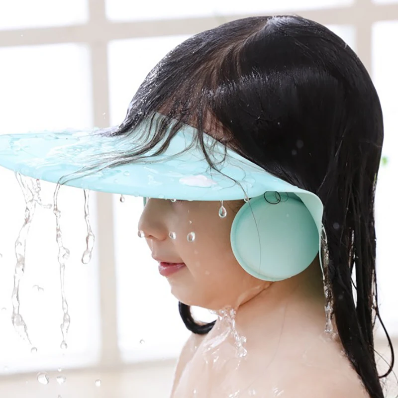 Baby Shower Soft Cap Adjustable Hair Wash Hat for Kids Ear Protection Safe Children Shampoo Bathing Shower Protect Head Cover