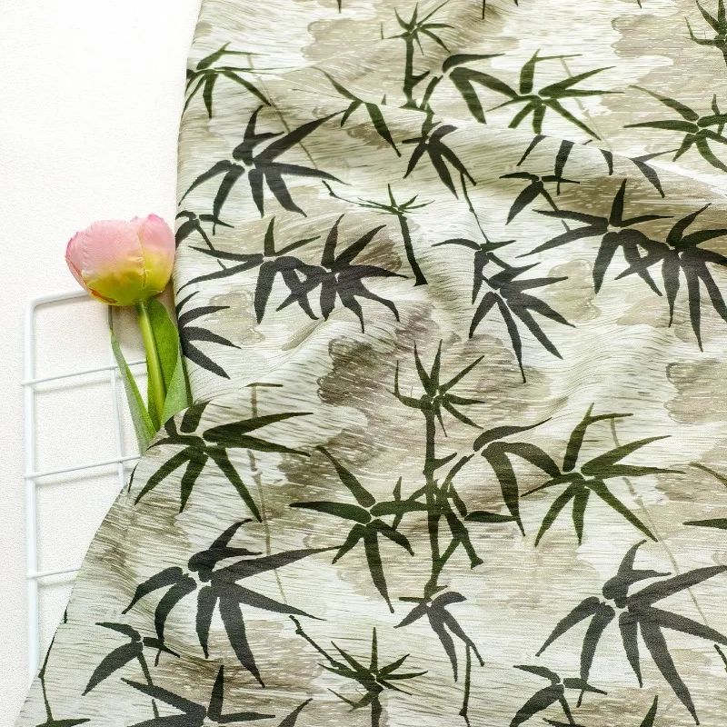 

Ткань хлопково-полиэстеровая с цифровой печатью «Чернильный бамбук», 1 метр, для платьев, ханьфу, ципао, штор, домашнего декора, рукоделия, в китайском стиле