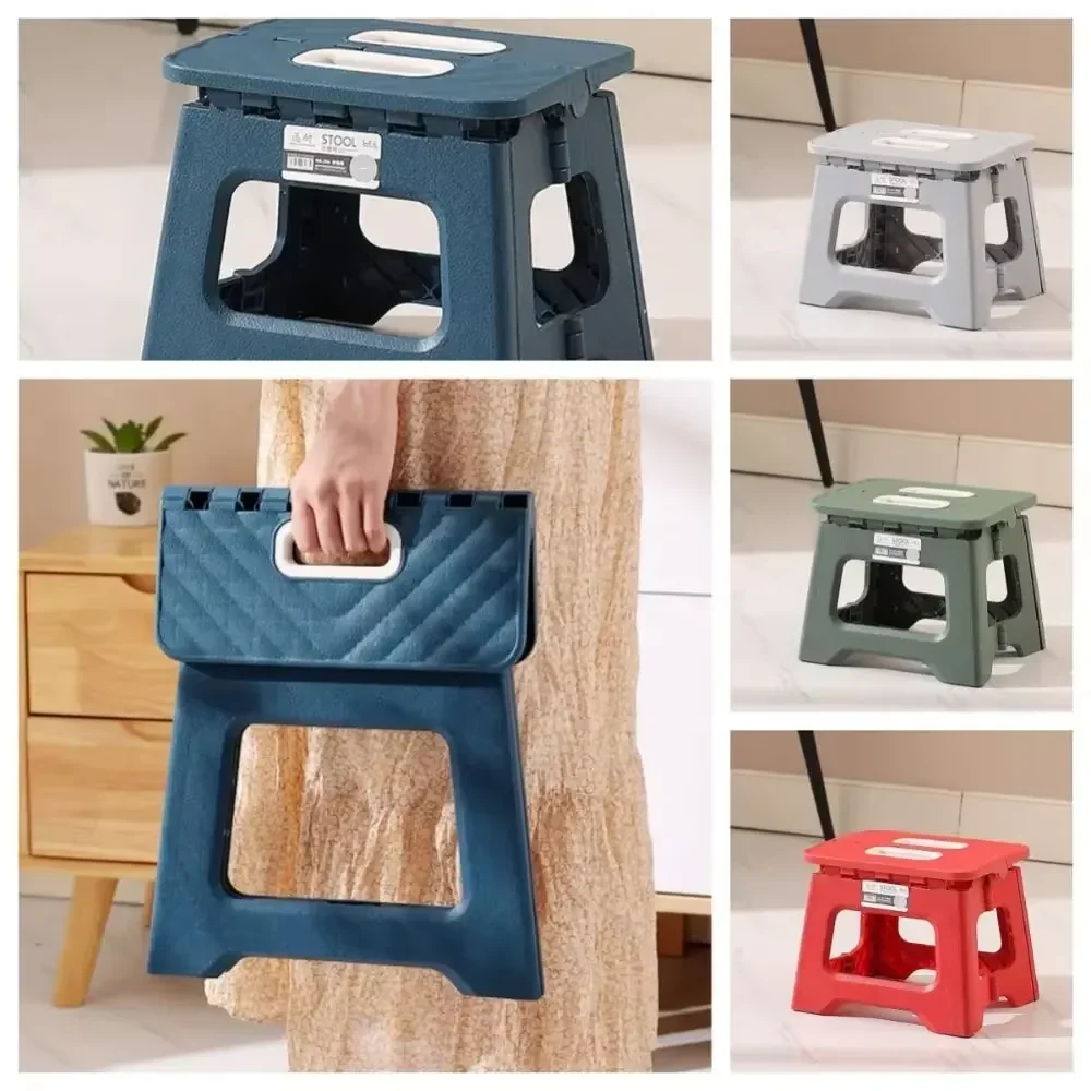 Lightweight Folding Step Stool Multi Purpose Handheld Thickened Footstool Non-Slip Plastic Small Benches Kitchen Storage Bench