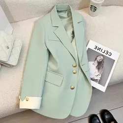 Blazer da donna di moda Mint Bean Green Spring Autumn Suit Jacket donna 2024 New Design Sense High-End Suit Coat top femminili