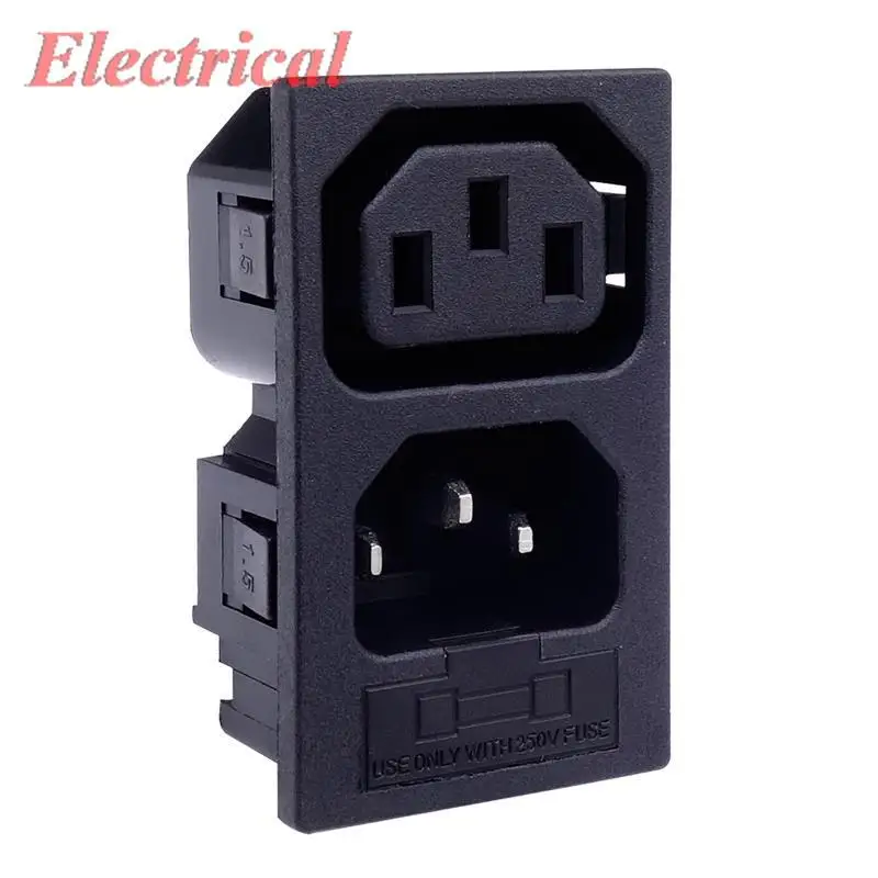1pc IEC C13 Male C14 Female Fuse Holder Power Jack Connector AC 250V 10A/15A For Equipment Cabinet/Host Server