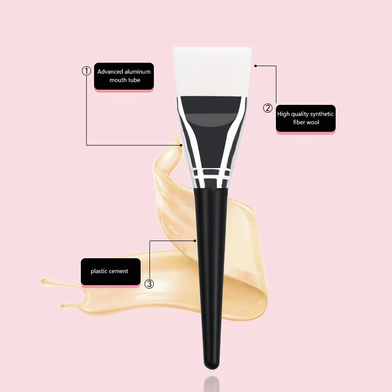 แปรงทาหน้าแบบหัวแบน ขนแปรงนุ่มสีขาว แปรงทาครีมบำรุงผิว แปรงสำหรับร้านเสริมสวย เครื่องมือเฉพาะสำหรับรองพื้น แปรงแต่งหน้า