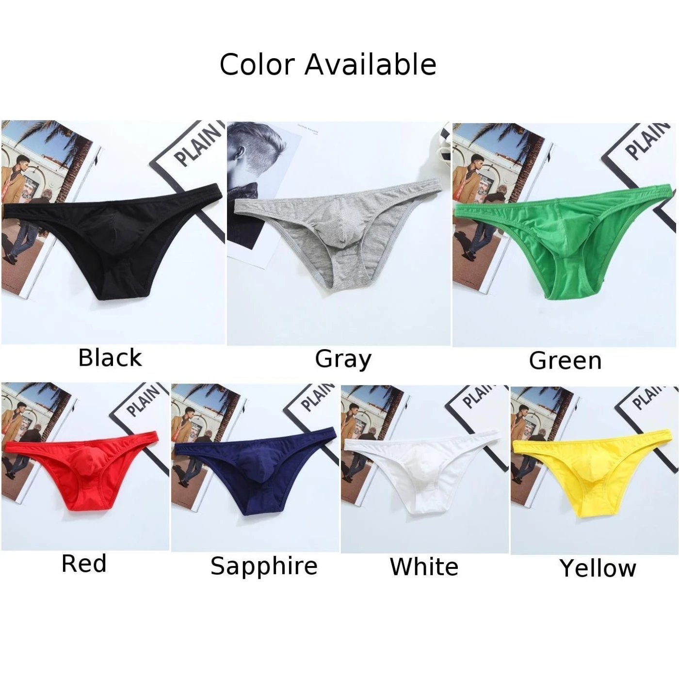 سراويل داخلية للرجال سراويل داخلية مثيرة منخفضة الارتفاع من القطن للرجال سراويل تحتية على شكل حرف G (أسود/أصفر/أبيض/أحمر)