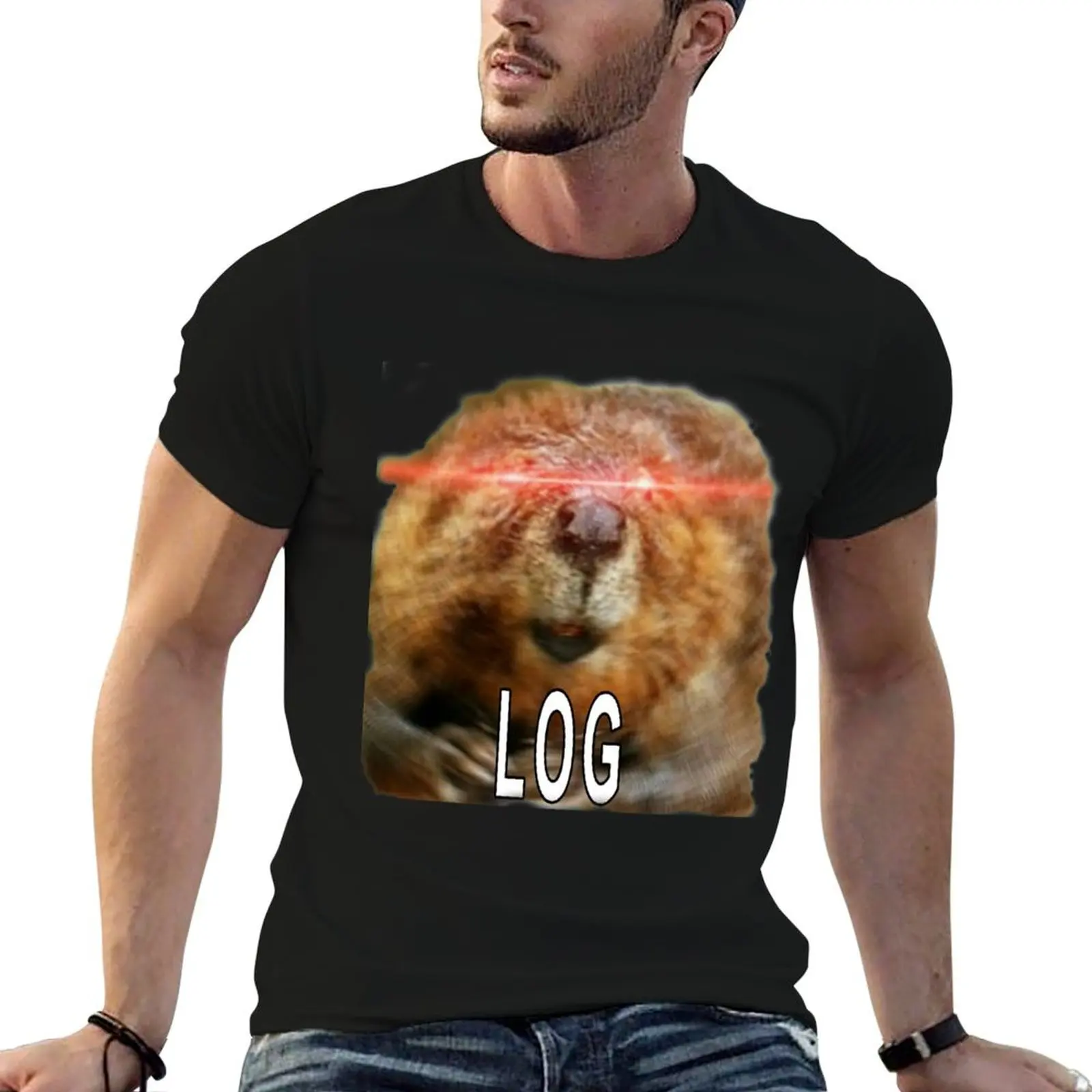 

t man shirt man Beaver t shirts Log graphic casual T-Shirt Meme vintage for