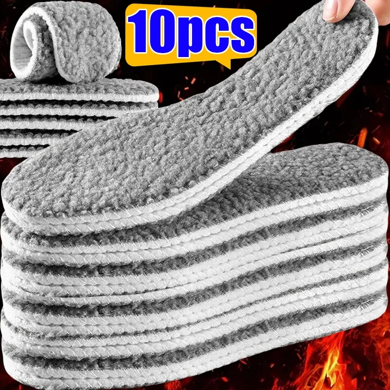 Thermal Thicken Plush Insole Wool Warm Memory Foam for Unisex Sports Shoes Pad Soft Chill-proof Self-heating Absorbent Shoe Pads