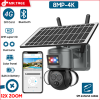 4K 8MP 4G SIM Solar Camera 12X Zoom Dual Lens Recording Humanoid Tracking Outdoor Security Camera Waterproof IP Surveillance Cam