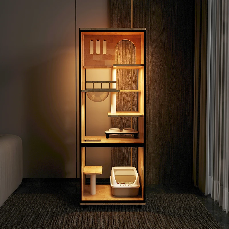 

Panorama does not occupy an area of cat cage villa with toilet integrated household cat room indoor luxury solid wood