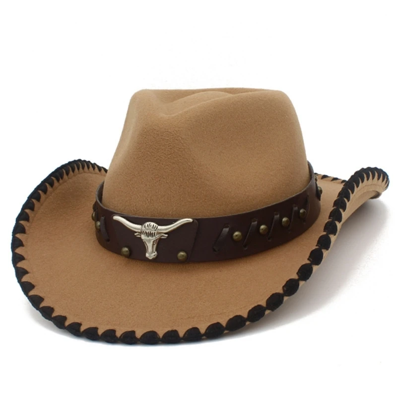 RoleplayCowboy Caps for Adult WideBrim Fedoras Hat with Hat Belt RolePlay Cowboy Hat Carnivals Party Costume Accessories