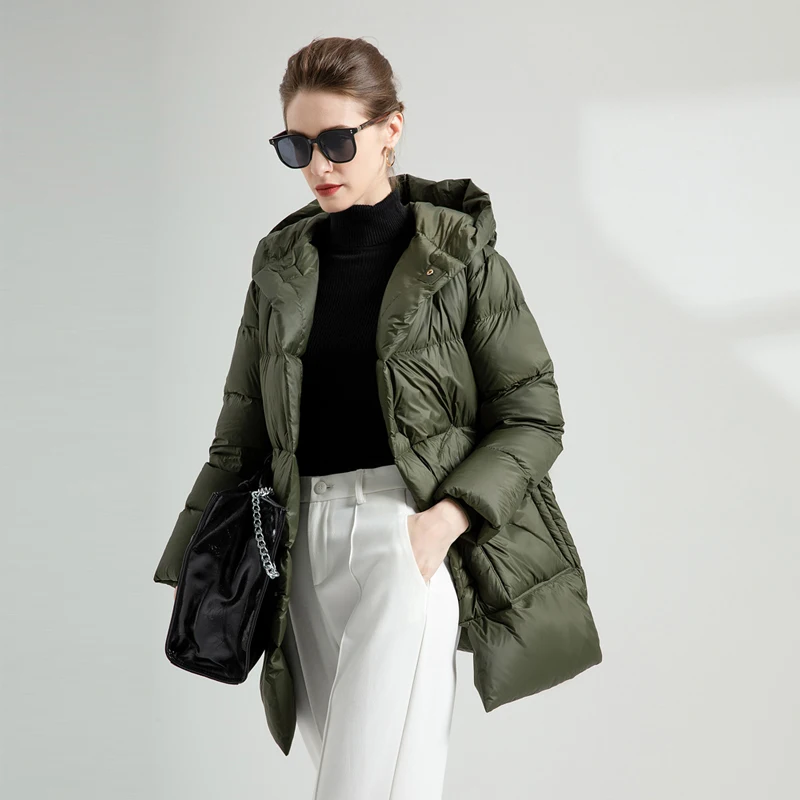 Down Coat Women With a Belt Winter thick Warm Puffer Jacket Female Down Parkas For Women Overcoat outerwear 2023 New Fashion