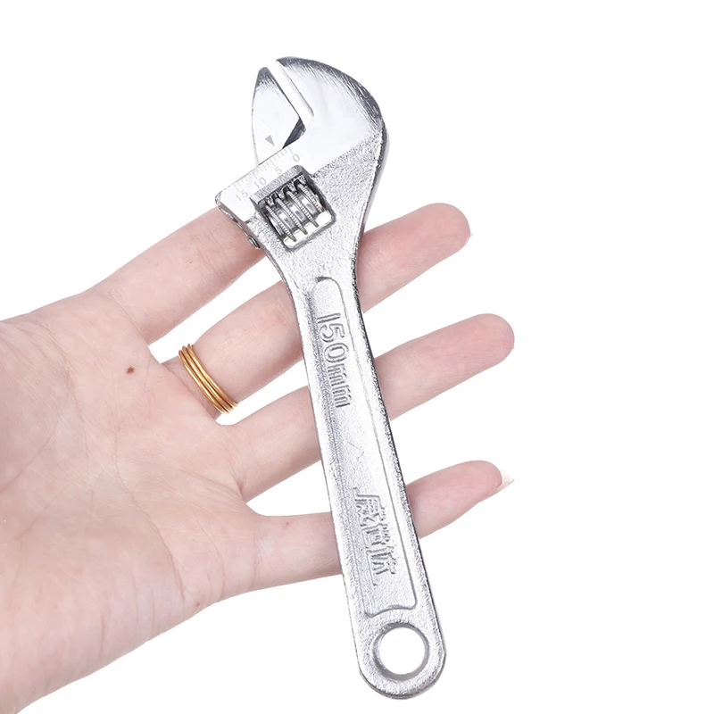 6/8/10 Inches Large Openin Long Handle Universal Spanner Carbon Steel Mechanical Workshop Hand Repair Tools Adjustable Wrench