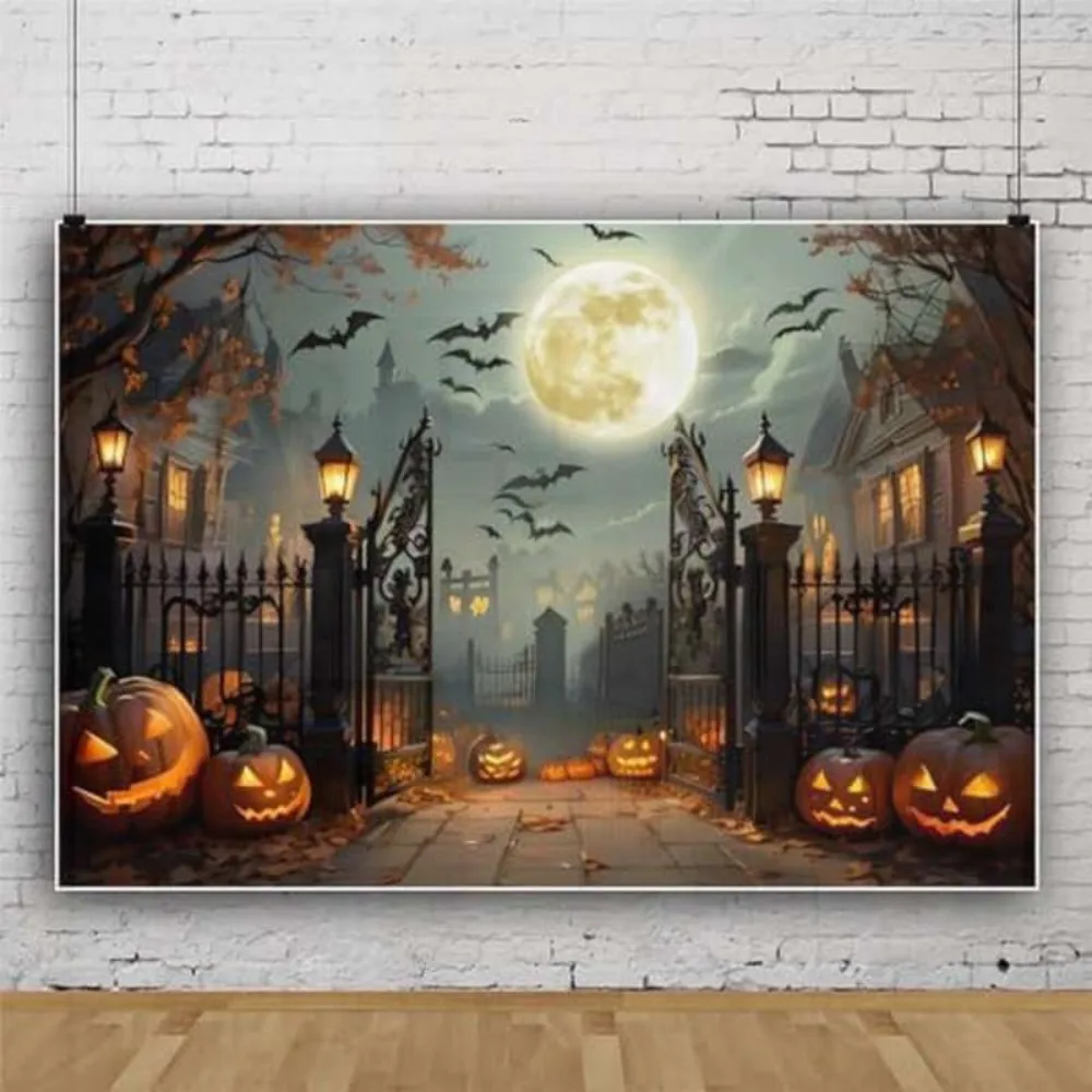 مجموعة موضوع رعب لخلفية الهالوين من VIKAMA مثالية لديكورات الحفلات وخلفيات استوديو التصوير الفوتوغرافي #1