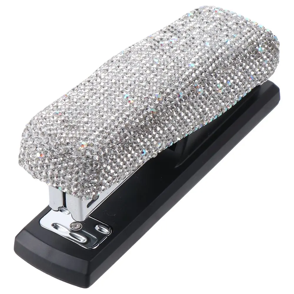 Bling Crystal Stapler Office Stationery Kit Black Base Diamond Stapler Rhinestone Stapler Office