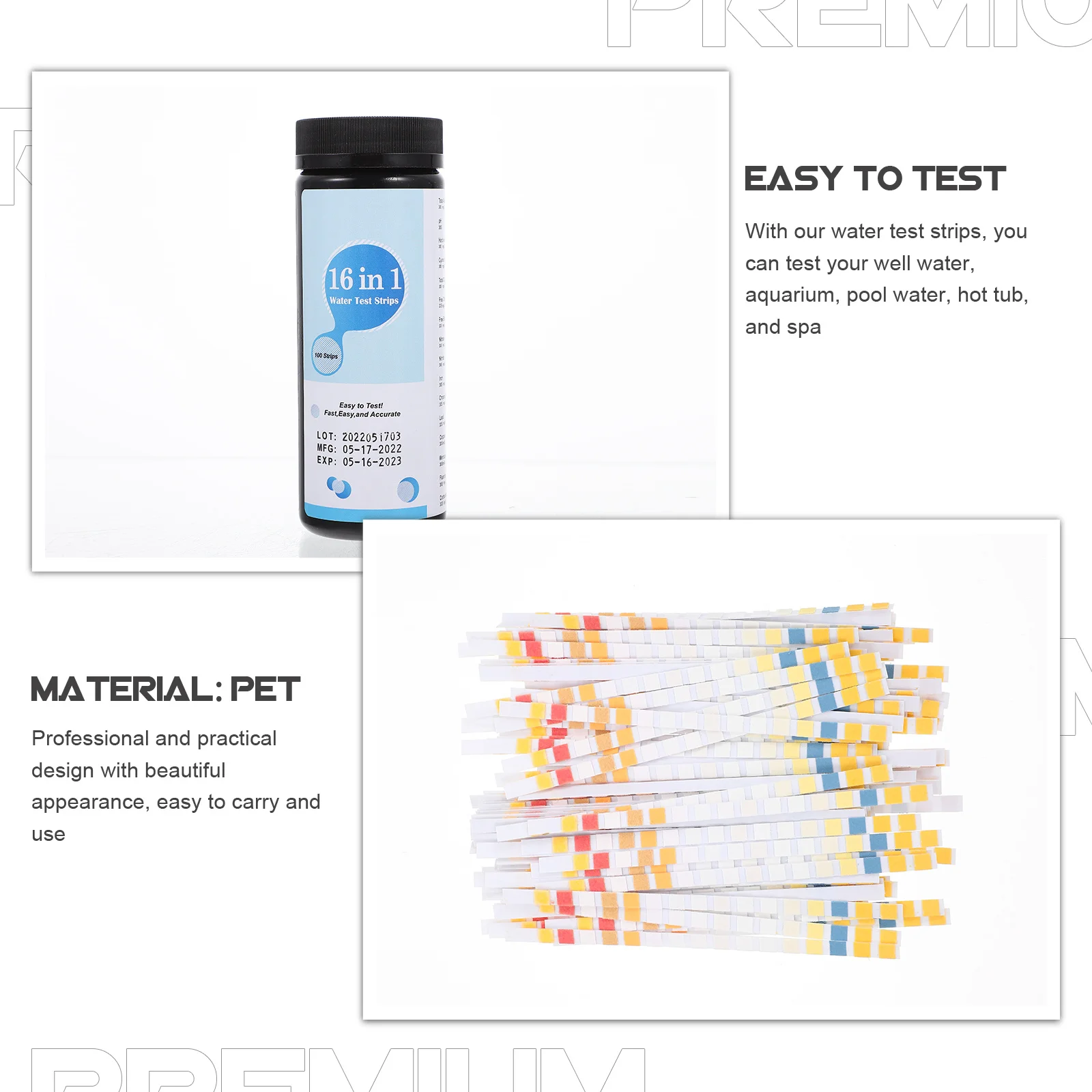 100 قطعة شرائط اختبار جودة المياه بركة سبا حوض استحمام ساخن شرب مجموعة اختبارات الاختبار الورق الصلب مقياس درجة الحموضة أداة اختبار المياه #1