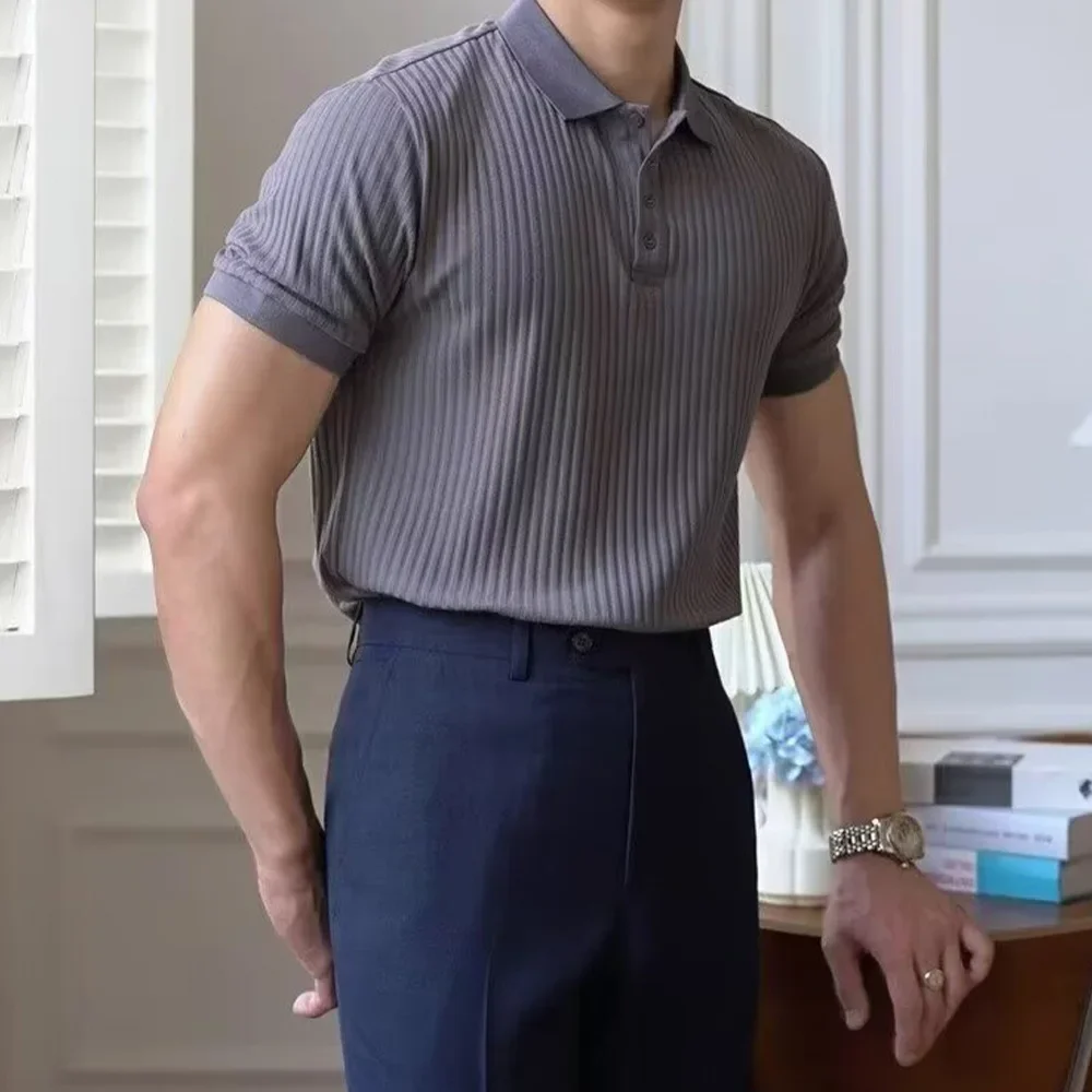 Männer Sommer Kurzarm Polo Dünne Casual Sportswear Hundert Stretch Tasten Koreanische Mode T-shirt männer Tops – Detail 12