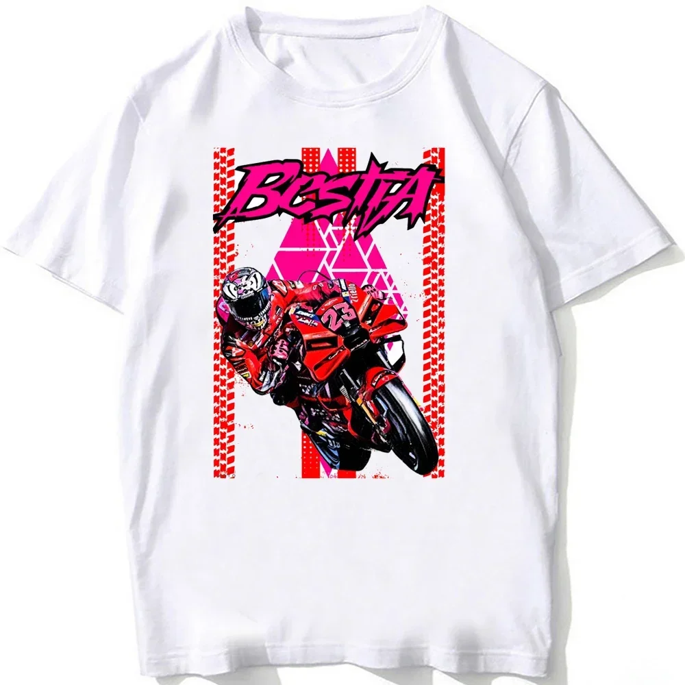 La Bestia Enea Bastianini 23 GP Camiseta clássica masculina de manga curta menino aventura esporte casual tops brancos camisetas para motociclistas