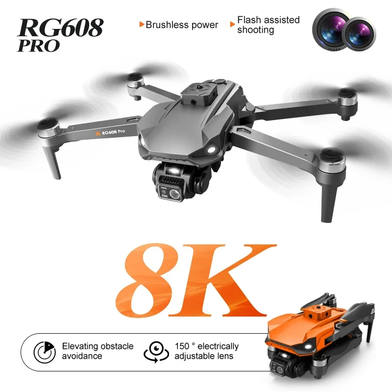 RG608 PRO Drone 8K profesjonalne unikanie przeszkód z podwójną kamerą bezszczotkowy Dron optyczny noktowizor fotografia lotnicza drony