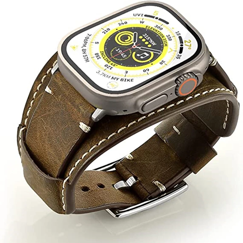 Leather Strap for Apple watch Ultra 49mm 44mm 40mm 45mm 41mm 42mm 38mm bracelet Smartwatch Band iWatch SE 6 5 4 3 Wristband