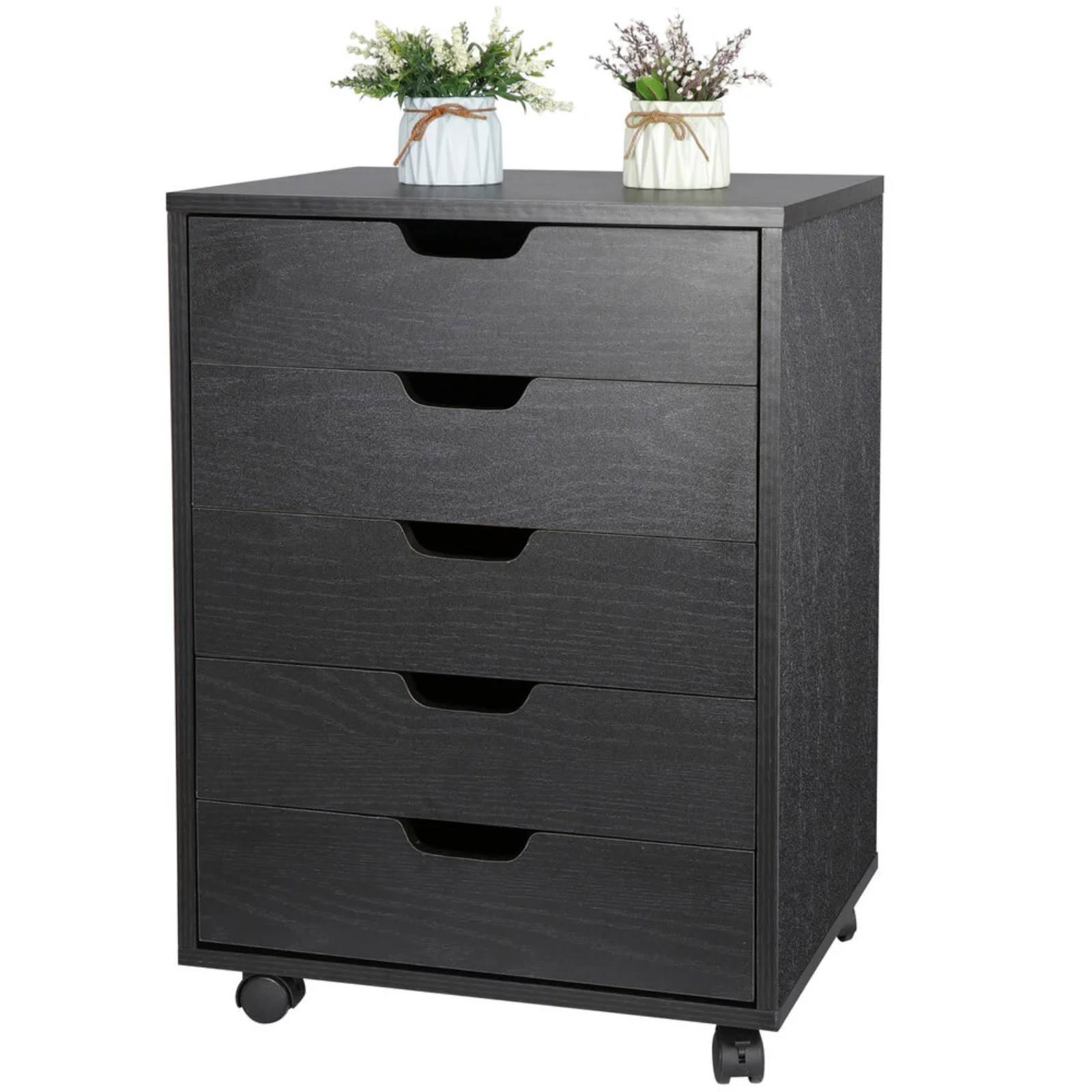 

US 5 Drawer Dresser Clothing Storage Chest Beside Wall Bedroom Indoor Decor