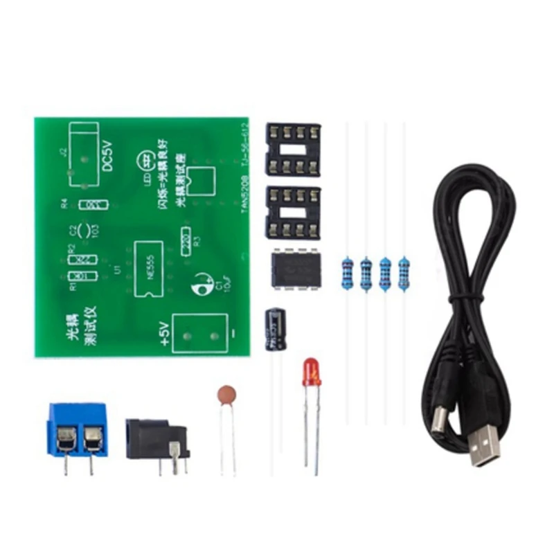 Kit Eletrônico de Peças, Testador Optoacoplador, Placa de Circuito, Prática, Soldagem, Aplicação DIY, 555