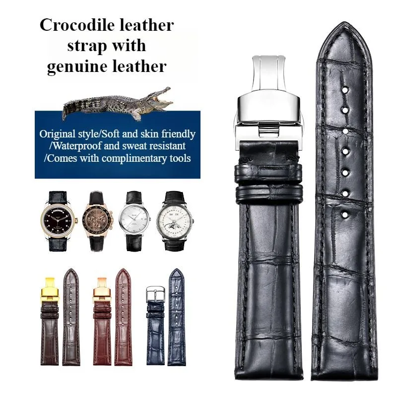 Professional handcrafted crocodile leather strap For original Rolex, Tudor, Blancpain and Omega genuine leather strap