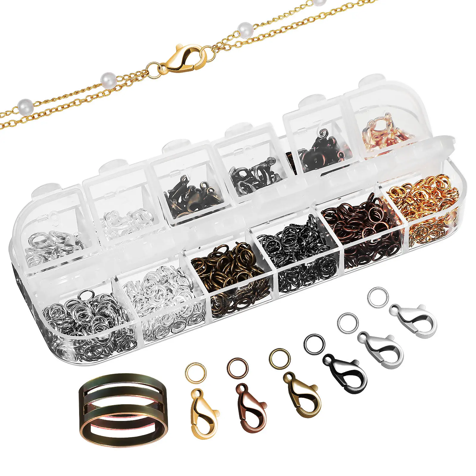 

1Set Lobster Claw Clasps Opening Rings Jewelry Clasps and Closures for DIY Necklace Making Sturdy Copper Jewelry Making Supplies