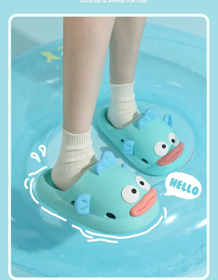 صنادل كلوونفيش - شبشب نسائي صيفي مغلق من الأمام، نمط كرتوني لطيف، نعل داخلي سميك غير قابل للانزلاق للنساء في الصيف