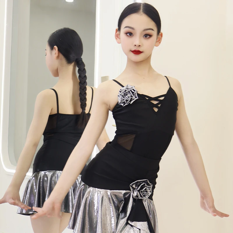 ชุดเต้นลาตินบาตังโก้รุมบาสำหรับเด็กผู้หญิง ชุดฝึกซ้อมเต้นรำ ชุดแสดงสำหรับเด็ก ชุดแสดงระดับมืออาชีพ