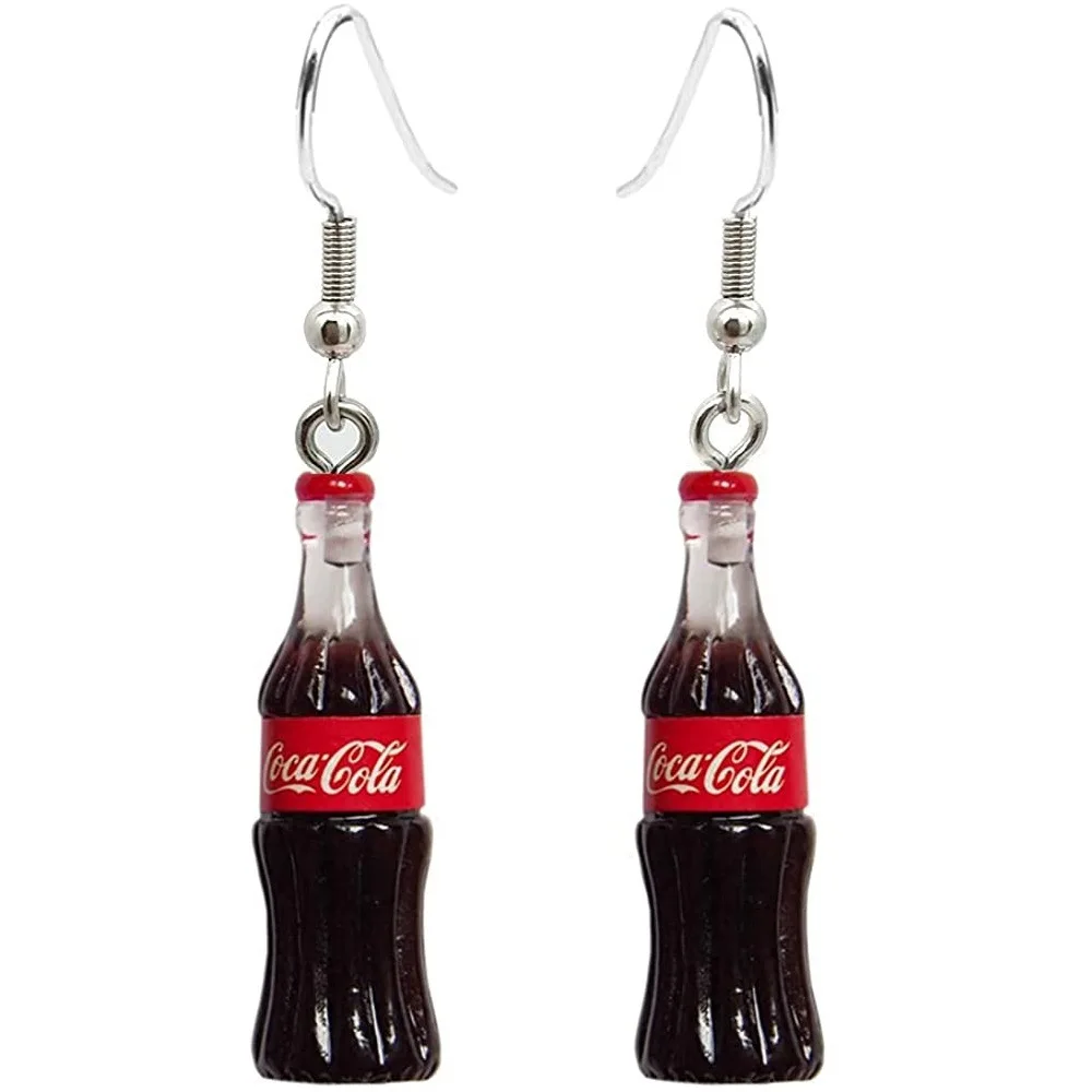 Coke Earrings Creative Cute Simple Resin Coke Bottle Pendant Necklace