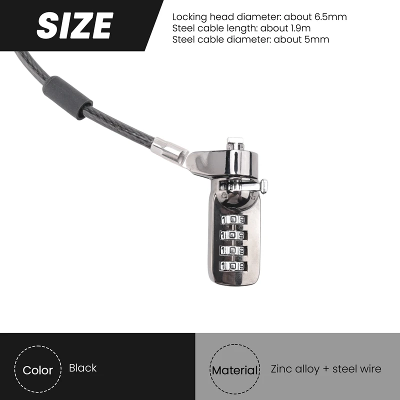 IDUD Security Anti-Theft Combination Laptop Notebook Cable Lock 4 Digit Password Lock