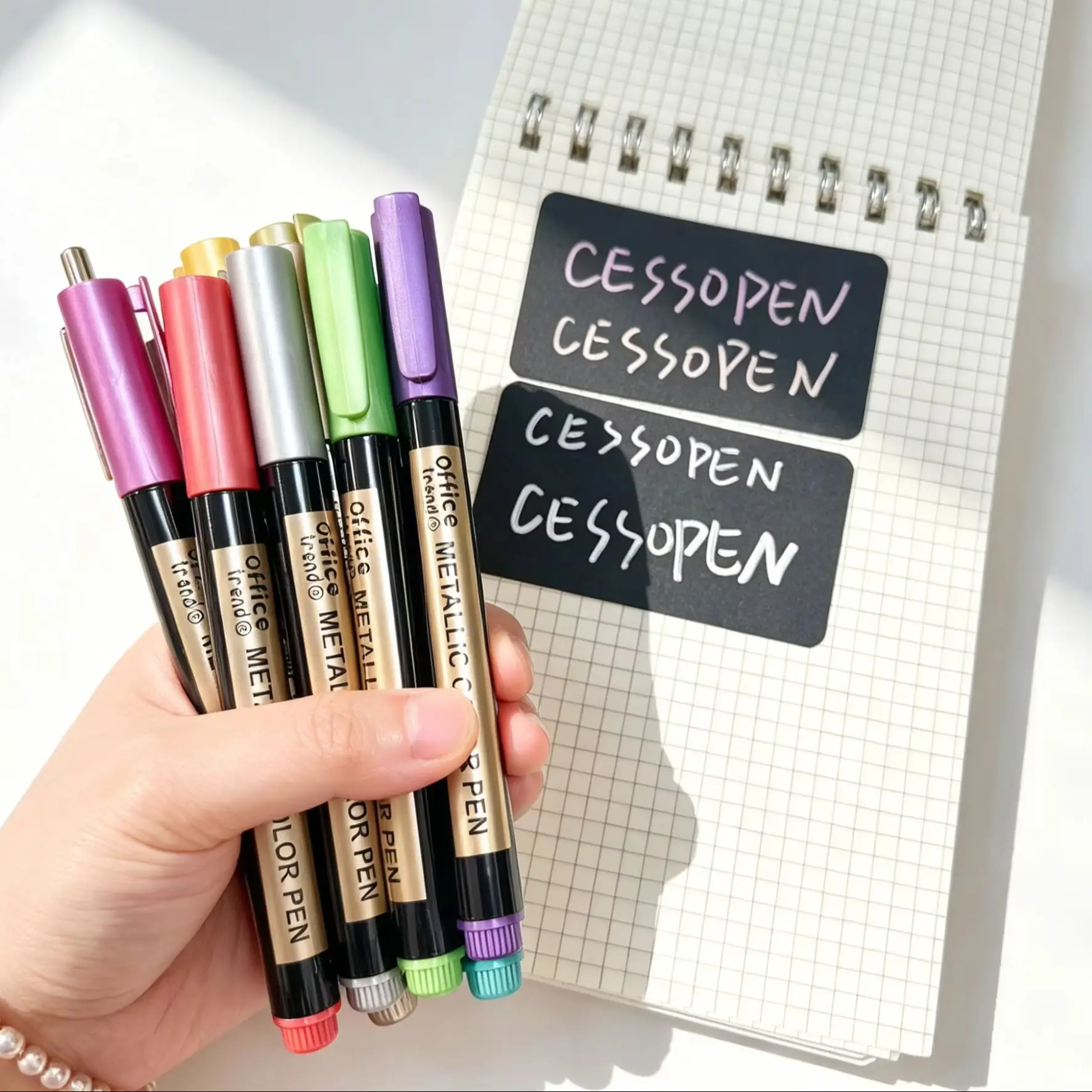10pcs Metallic Marker Pen Set High Capacity Permanent Paint Markers for Black Paper Card Rock Glass Wood DIY Art Craft Supplies